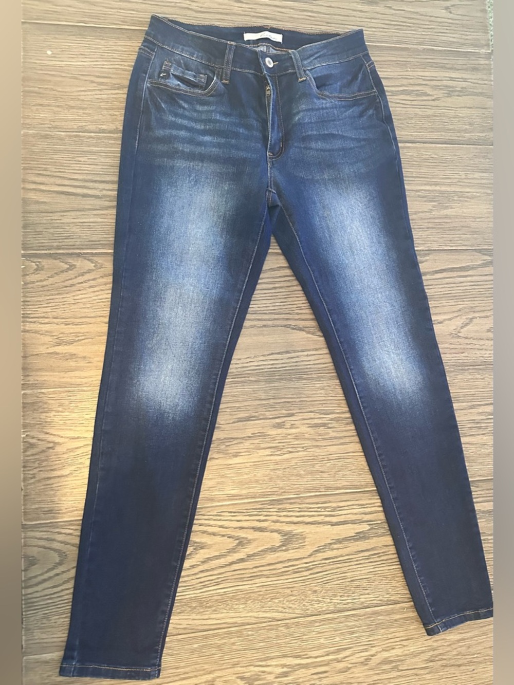 KanCan Indigo Blue Skinny Jeans with Faded Detailing